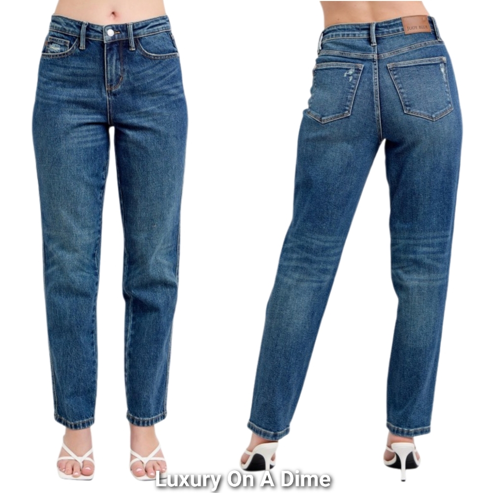 Judy Blue Rigid Magic High-Rise Tummy Jeans Straight Leg Relaxed Fit Denim Pants - Picture 3 of 14